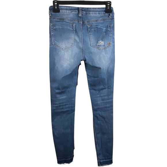 Indigo Rein Jeans Women 5 Jr Blue Ankle Distressed Stretch Faded Medium Denim - Picture 2 of 7